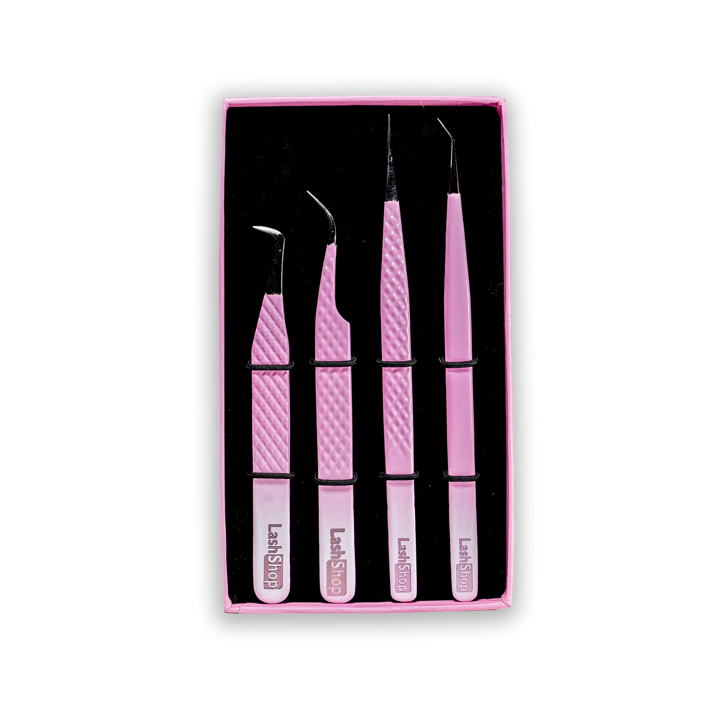 KIT 4 Pinzas ROSA DOBLE TONO LashShop con VOLUMEN